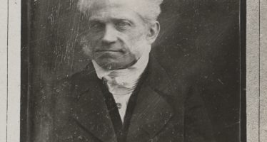 Na obrazku znajduje się rysowany portret Artura Schopenhauera