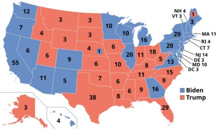 mapa wyborcza USA Trump vs Biden 2020