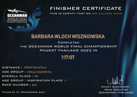 The oceanman world final championship - certificate