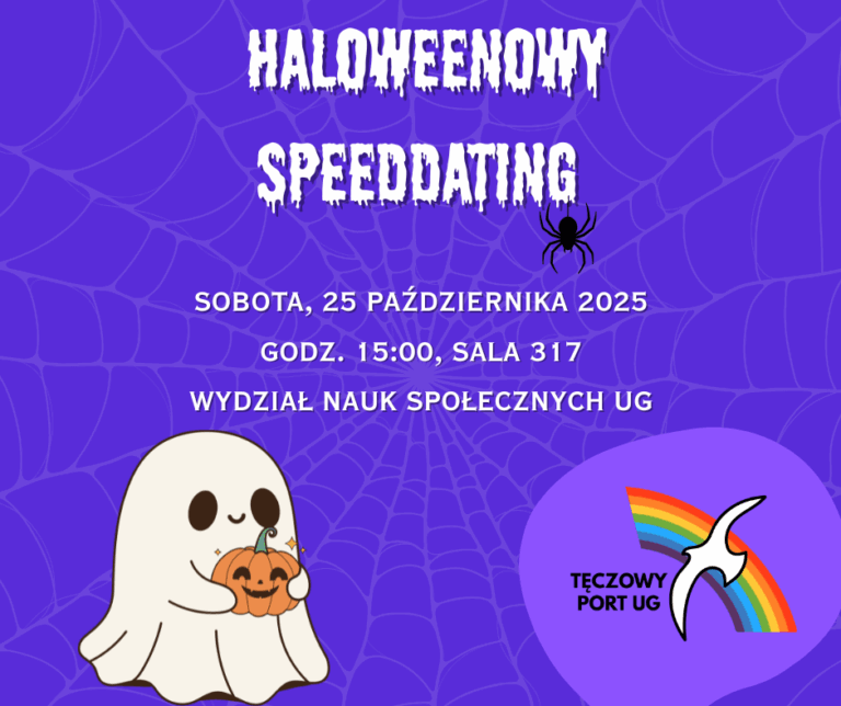 Plakat: Halloweenowy Speeddating w Tęczowym Porcie UG
