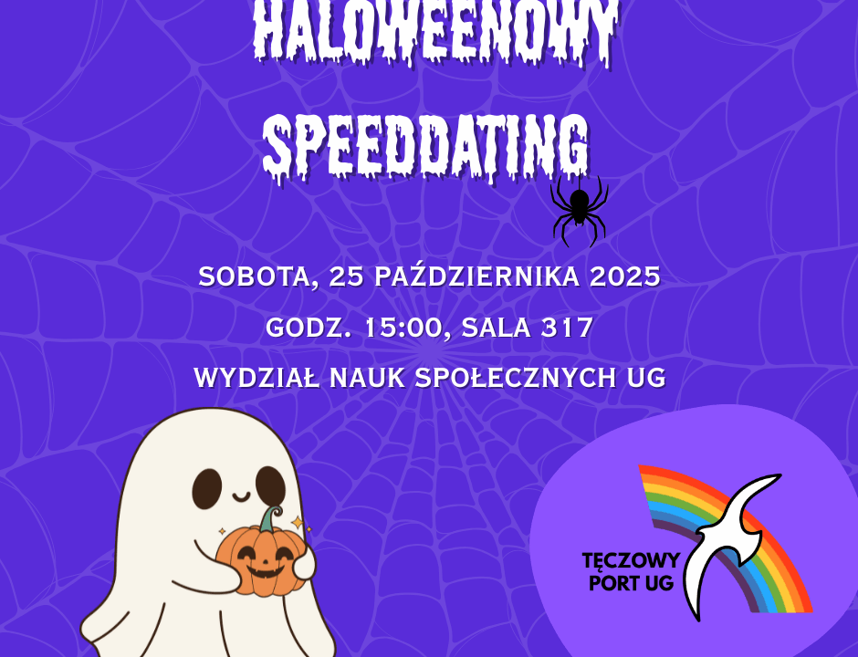 Plakat: Halloweenowy Speeddating w Tęczowym Porcie UG