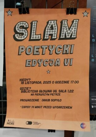 plakat reklamujący VI edycję Slamu Poetyckiego