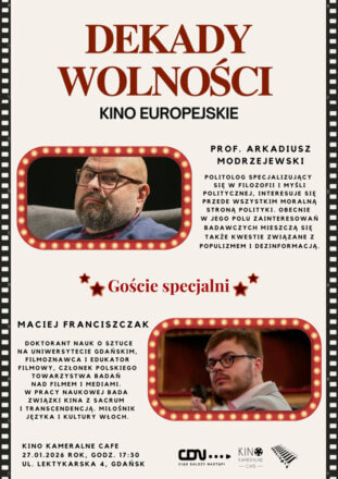 Plakat promujący spotkanie i gości